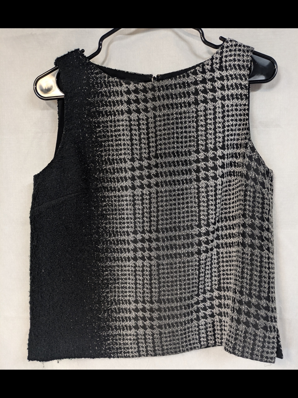 Lafayette 148 New York Black and Gray Plaid Sleeveless Shell